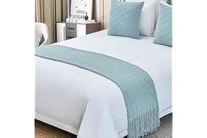 nstvifu Knit Bed Runners for King Size Bed, Solid Color Bed Scarf with Tassel, Boho Woven Bed Scarves No Fading Soft Bed Throw Blanket for Bedroom Home Hotel (60x230cm/23.6 * 90.6in,B12)