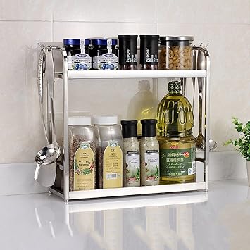 Double Layer Stainless Steel Kitchen Racks Seasoning Rack Storage