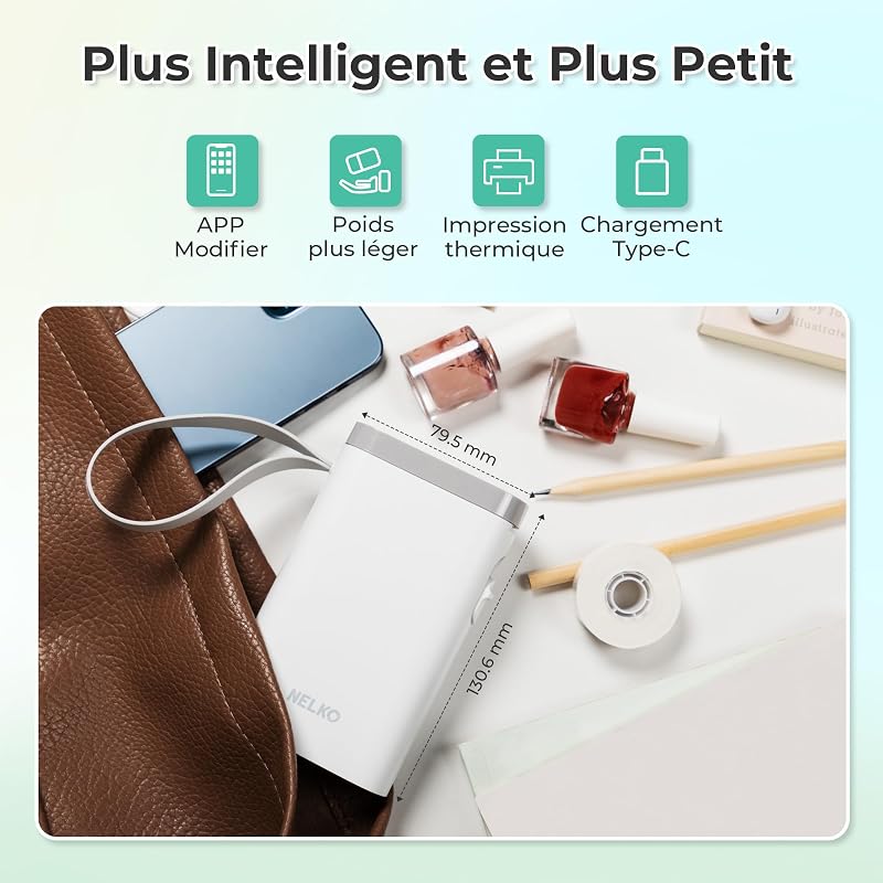 P21 Étiqueteuse Autocollantes, Imprimante Portable, 1 Rouleau, Blanc