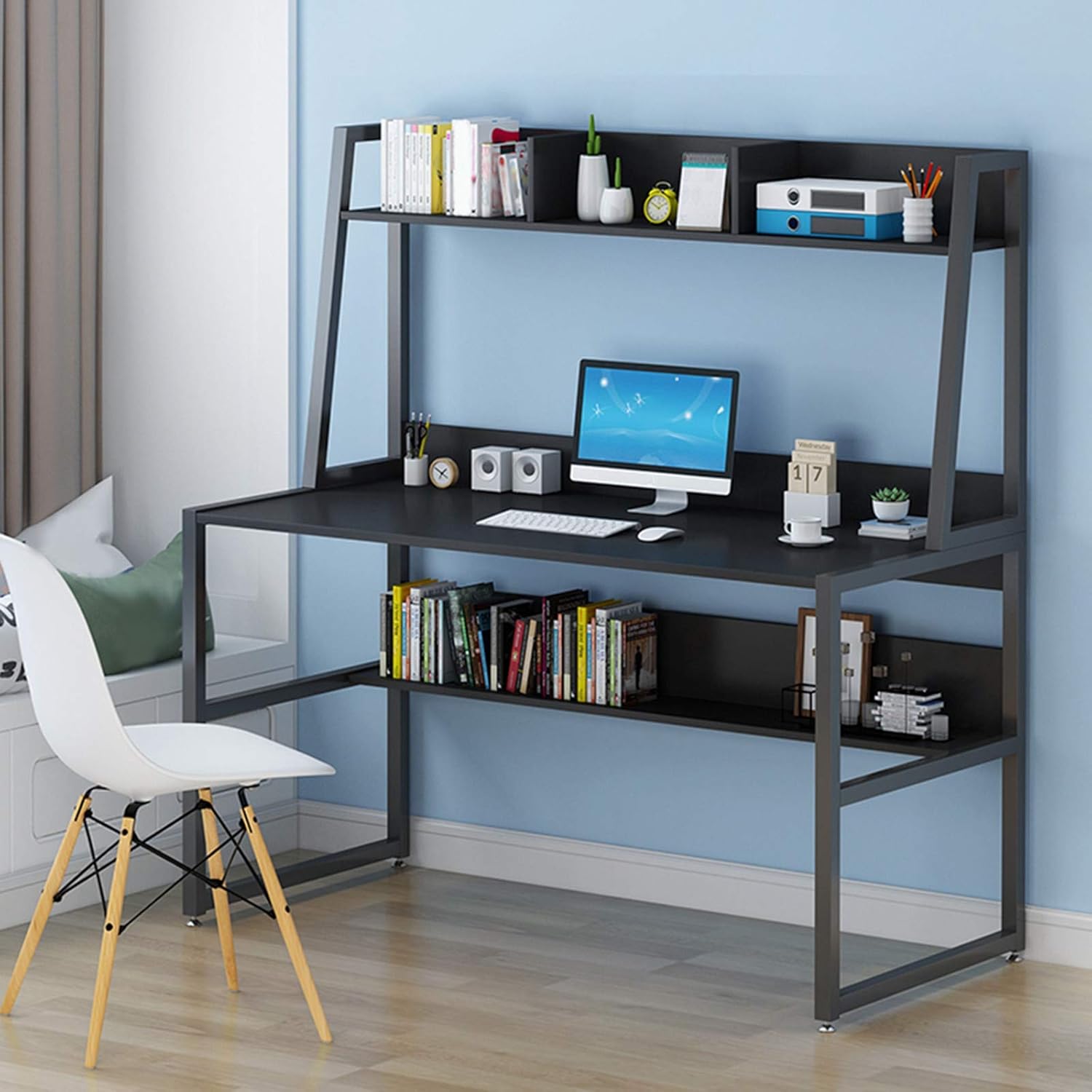 Computer Desk,Study Writing Table with Bookshelf,47inch