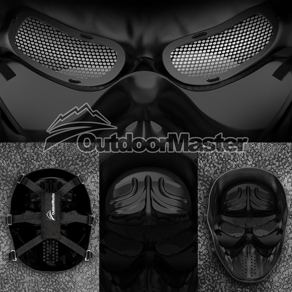 OutdoorMaster Airsoft Mask - Full Face Mask with Mesh Eye Protection (Black) : Sports & Outdoors