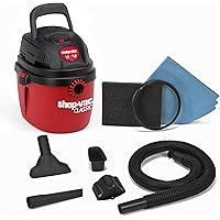 Shop-Vac 1.5 Gallon 2.0 Peak Wet Dry Vacuum, Portable Compact Shop Vacuum with Collapsible Handle Wall Bracket & Attachments,