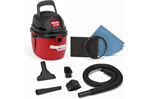 Shop-Vac 1.5 Gallon 2.0 Peak Wet Dry Vacuum, Portable Compact Shop Vacuum with Collapsible Handle Wall Bracket & Attachments,