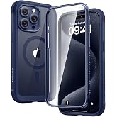 Diaclara Magnetic Designed for iPhone 15 Pro Max Case 6.7" Full Body Bumper,[Compatible with MagSafe] Military Drop Proof Cover with Built-in Touch Sensitive Anti-Scratch Screen Protector, Deep Blue