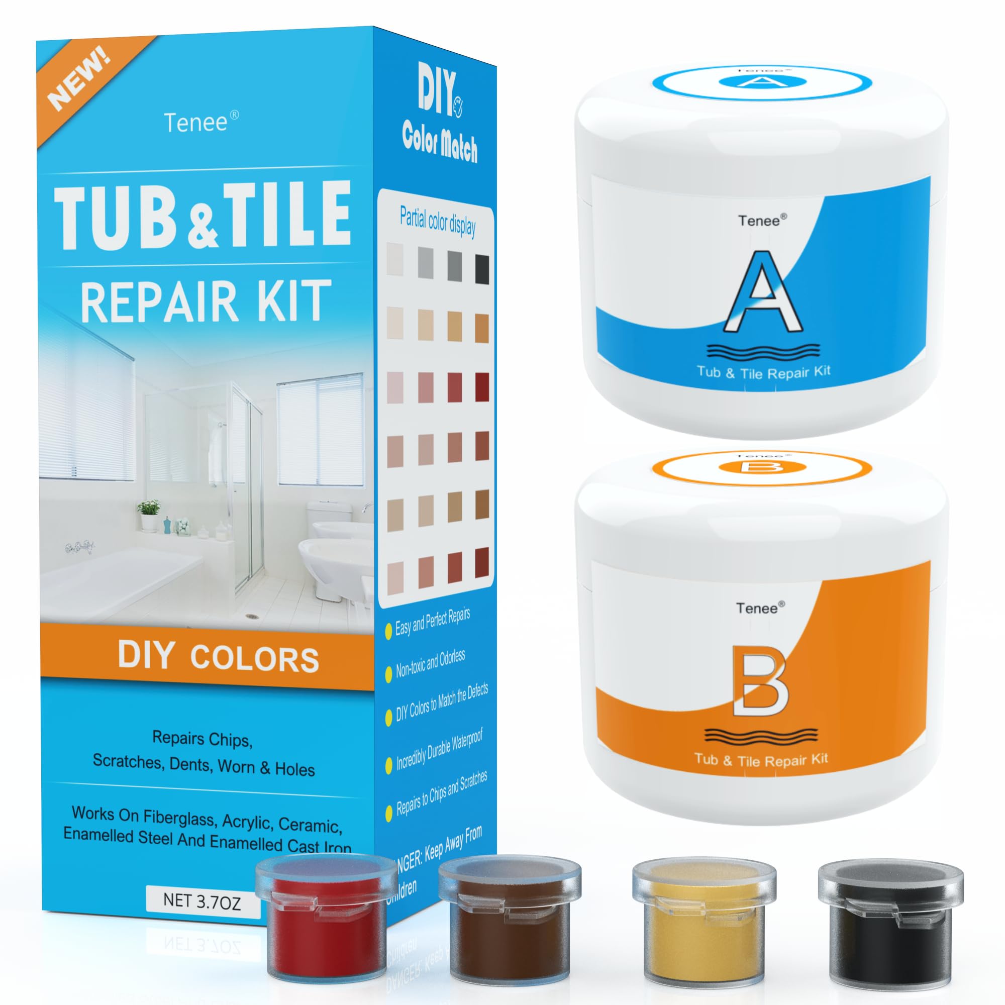 Photo 1 of Granite Repair Kit & Marble Repair Kit(Color Match), Quartz Countertop Chip Repair Kit for Granite Countertops, Marble, Quartz Countertops, Ceramic Sink, Acrylic Bathtub Repair by Tenee