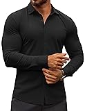 COOFANDY Men's Black Dress Shirts Long Sleeve