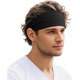 Beister Sports Headbands Men & Women, Premium Sweat Wicking Workout Headband for Men, Wide Non-Slip Elastic Sweat Bands for Running, Gym Exercise, Cycling, Yoga, Soccer, Football, Basketball