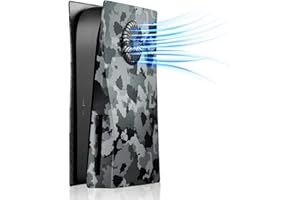 PEPPER JOBS Camouflage Vent Heat PS5 Console Cover Hard Shockproof PS5 Console Skin Case ABS Anti-Scratch Dustproof for PS5 Console Disc Edition(Camouflage Vent Heat PS5 Console Cover)