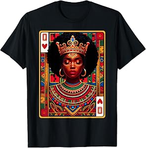 Black History Month Queen of Hearts Card Black Woman Crown T-Shirt