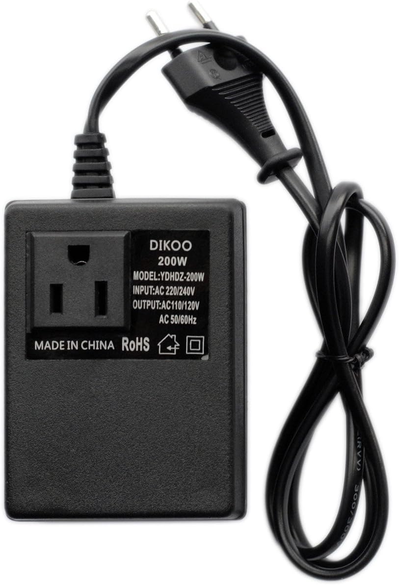 (200 Watts Max) 200 Watts Step Down Voltage Converter,DIKOO 200W Step Down 220V to 110V Automatic Transformer International Travel Adapter to 220V Countries Ideal for Laptops, Cameras, Phones, iPads