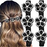 Outyua Braided Hair Clips Sparkling Crystal Stone Braided Hair Clips for Women Rhinestone Duckbill Hairpin 2Pcs