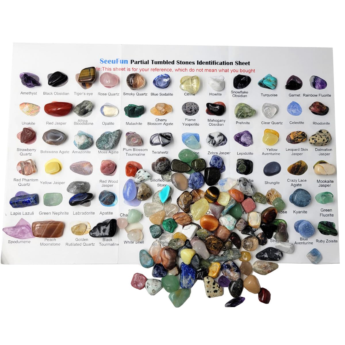 60Kinds+ Gemstones and Crystals Set,Bulk Tumbled Chips Crystals for Jewelry Making,Crushed Stones Rocks and Minerals Science Kit (0.55lb(60-65types))