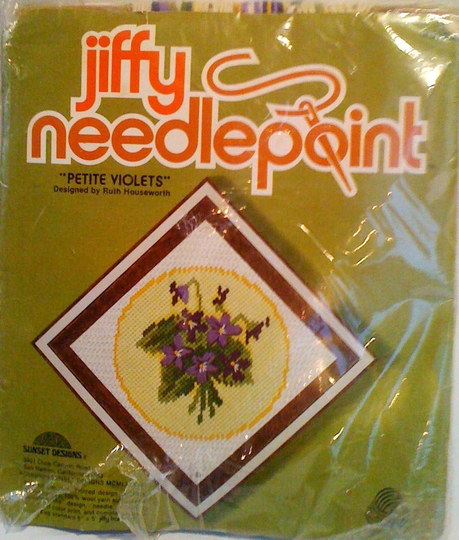 JIFFY NEEDLEPOINT KIT #5241 ***PETITE VIOLETS*** 5" X 5"