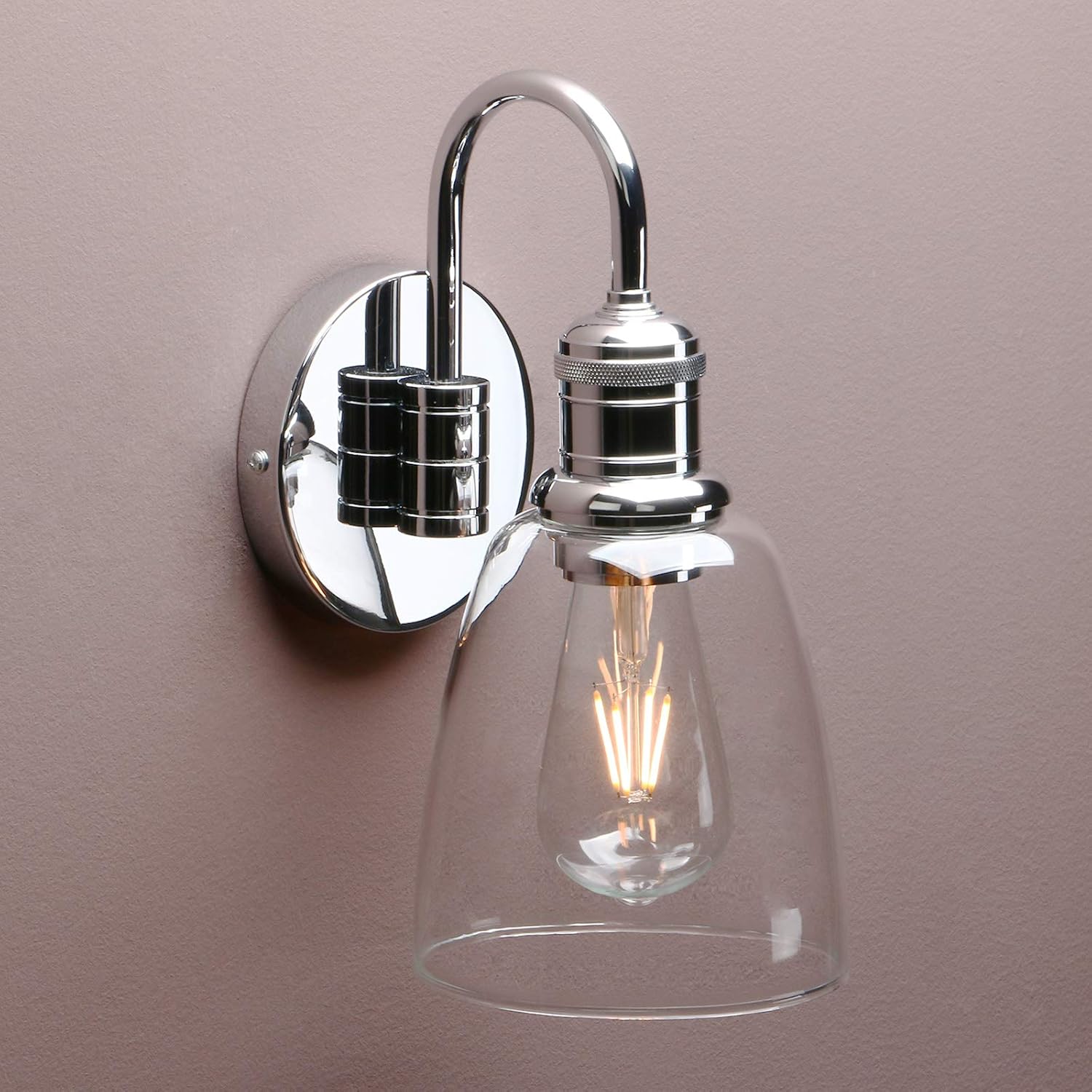 Yosoan Lighting Modern Vintage Industrial Bell Sconce Wall Light Fitting with 5.6” Clear Glass Lampshade - Image 3