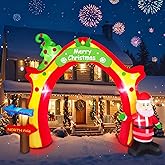 11FT Christmas Inflatable Archway Decoration Blow Up Giant Arch with Santa Claus & Xmas Tree Outdoor Decor Built-in LED Yard Decorations Garden Lawn Party Holiday Patio Outside Décor