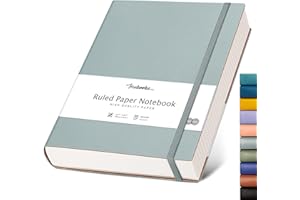 HIUKOOKA College Ruled Journal Notebook-A4 Large Thick Notebook 8.5''×11'', 100GSM Thick Paper Leather Journal,A4 Notebooks for Work, School, Writing with Inner Pocket - GrayBlue