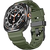Rugged Silicone Bands Compatible with Samsung Galaxy Watch Ultra 47mm Band, Sport Strap with Stainless Steel Clasp for Galaxy Watch 7 Ultra Men Women (Green, Samsung Galaxy Ultra 47mm)
