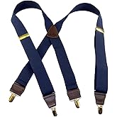 Hold-Up Casual Series Suspenders for Men In the Traditional X-Back Style with USA Patented No-Slip Clips