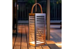 Solar Yard Outdoor Floor Lamp Solar Powered Light, Patio Waterproof Metal Solar Lantern with Handle, Plant Decor for Patio, Yard, Porch, Large