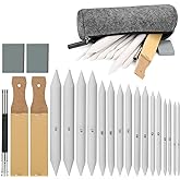 AGPTEK 22 PCS Sketch Drawing Tools, 16 Blending Stumps Set | 2 Sandpaper Pencil Sharpeners, 1 Pencil Extension Tool, 2 Erasers &amp; 1 Felt Bag for Student Sketch Drawing Accessories