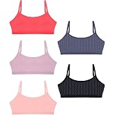 Donella Cami Bra for Girls - Stretch Cotton Girls Training Bra 5 Pack