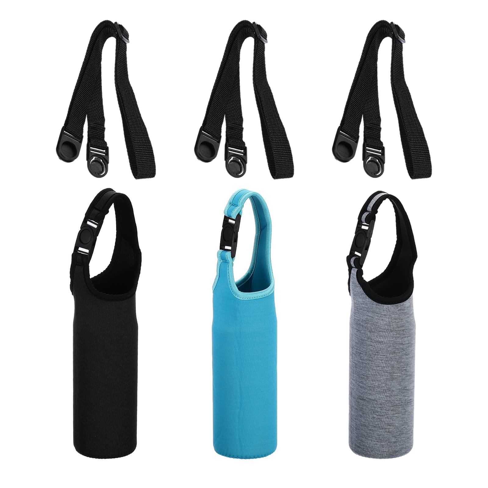PATIKIL 67mmx185mm Water Bottle Sling Bag, 3 Pack Neoprene Portable Insulated Bottle Holder Carrier with Removable Adjustable Shoulder Strap, 3 Color