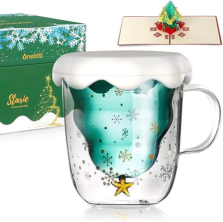 Idee Regalo Sorella Natale.Onebttl Idee Regalo Di Natale Tazza Di Vetro Doppia Parete A Forma Di Albero Di Natale