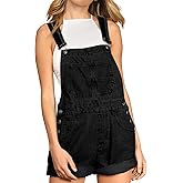 Talakeno Women's Casual Denim Bib Overall Shorts Adjustable Straps Cuffed Hem Shortall Rompers