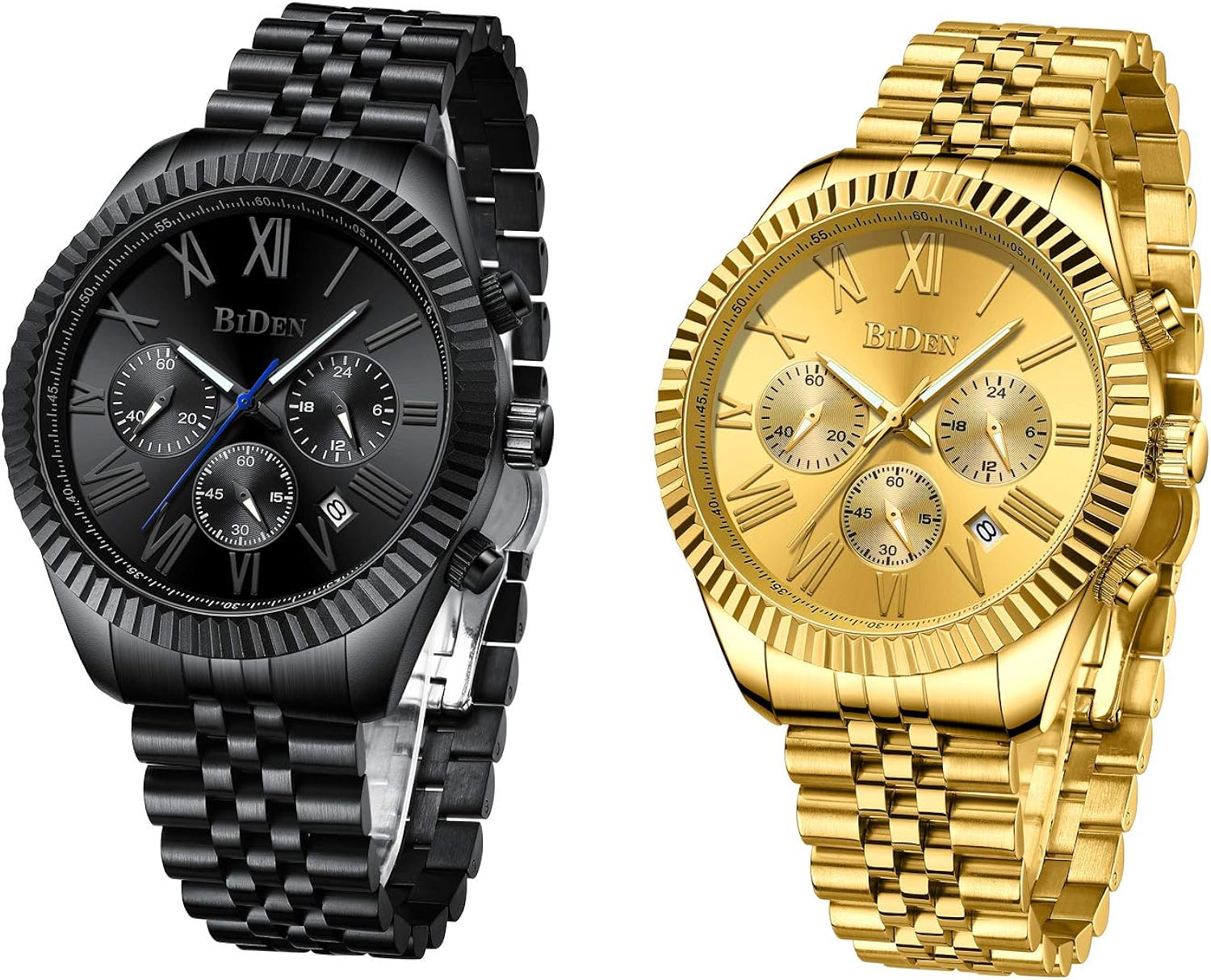 2 Mens Watches Bundle. Men Chronograph Waterproof Analog