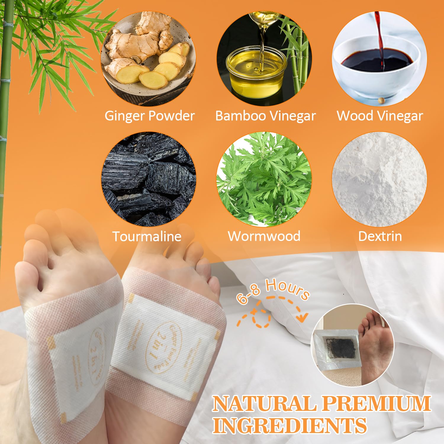 TEWEAE Ginger Foot Pads, Upgrade 2-in-1, Easy to Use, Premium Natural Ingredients Ginger Powder, Bamboo Vinegar Wormwood Foot Pads with ''Stay in Place'' Adhesive (20 Pads)