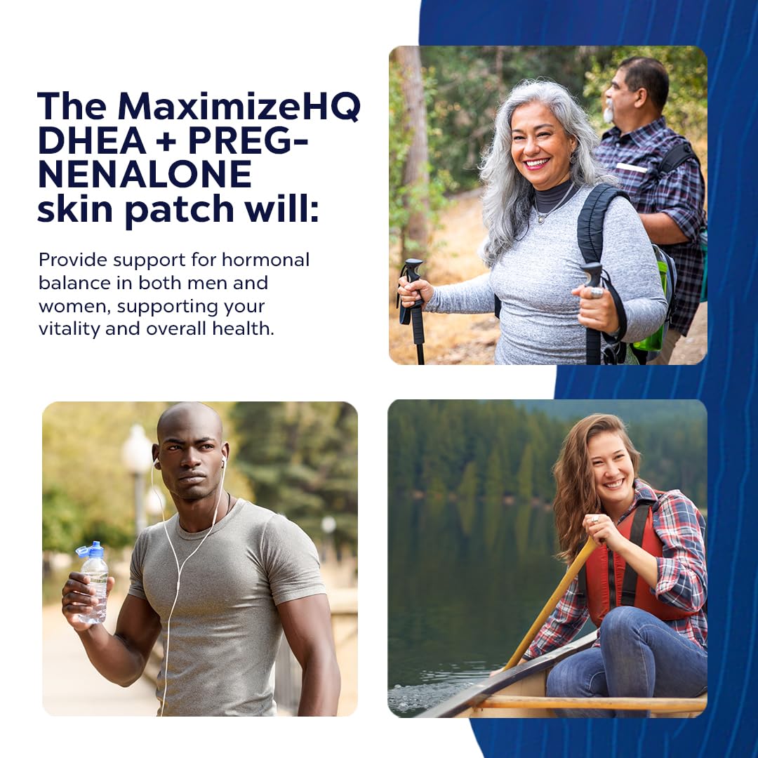 MaximizeHQ Maximize HQ DHEA + Pregnenolone Patches - for Vitality and Overall Well-Being Support - 8 Hour Time-Release - Gluten Free - Vegan