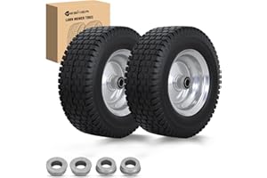 Yesker 13x5.00-6 Solid Lawn Mower Tires, 13" Flat-Free Polyurethane Tire with 3/4" Axle Bore & 3" Hub Length, Airless Replace