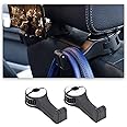 Ziciner 2 PCS Car Seat Hooks for Purses and Bags with Phone Holder, 360° Rotation 2 in 1 Car Headrest Hidden Hook, Universal Car Seat Hook Hanger Storage Organizer for Cloth, Toys (Silver)