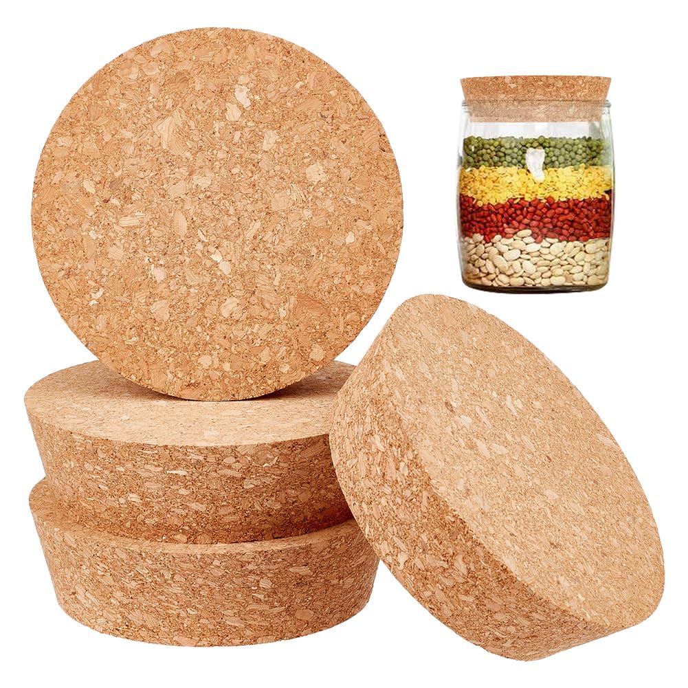 OLYCRAFT 4 Pcs Large Cork Stoppers Tapered Cork Plugs Wood Corks Lids Bottle Lids Cork Stoppers 9.4~11cm Wine Bottle Stoppers Wood Jar Cork for Kitchen Wedding Favor Canning - 3.2cm Thick