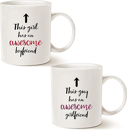 Valentine S Day Gifts Funny Couples This Guy Girl Has An Awesome Girlfriend Boyfriend Coffee Mug Gift Idea For Girlfriend Girlfriend Gift Idea White 11oz Amazon De Kuche Haushalt