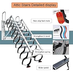 13 Steps Wall-Mounted Folding Stairs, Extra Wider