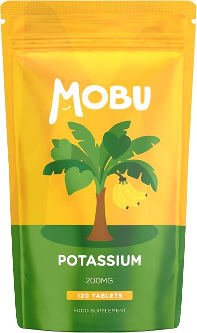 MOBU Potassium Supplement 200mg 120 Tablets Vegan UK Made