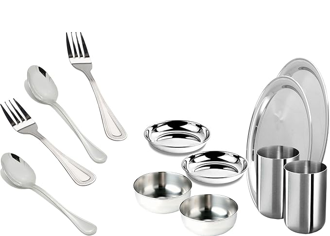 King International Stainless Steel Dinner Set, Silver, 12 Piece