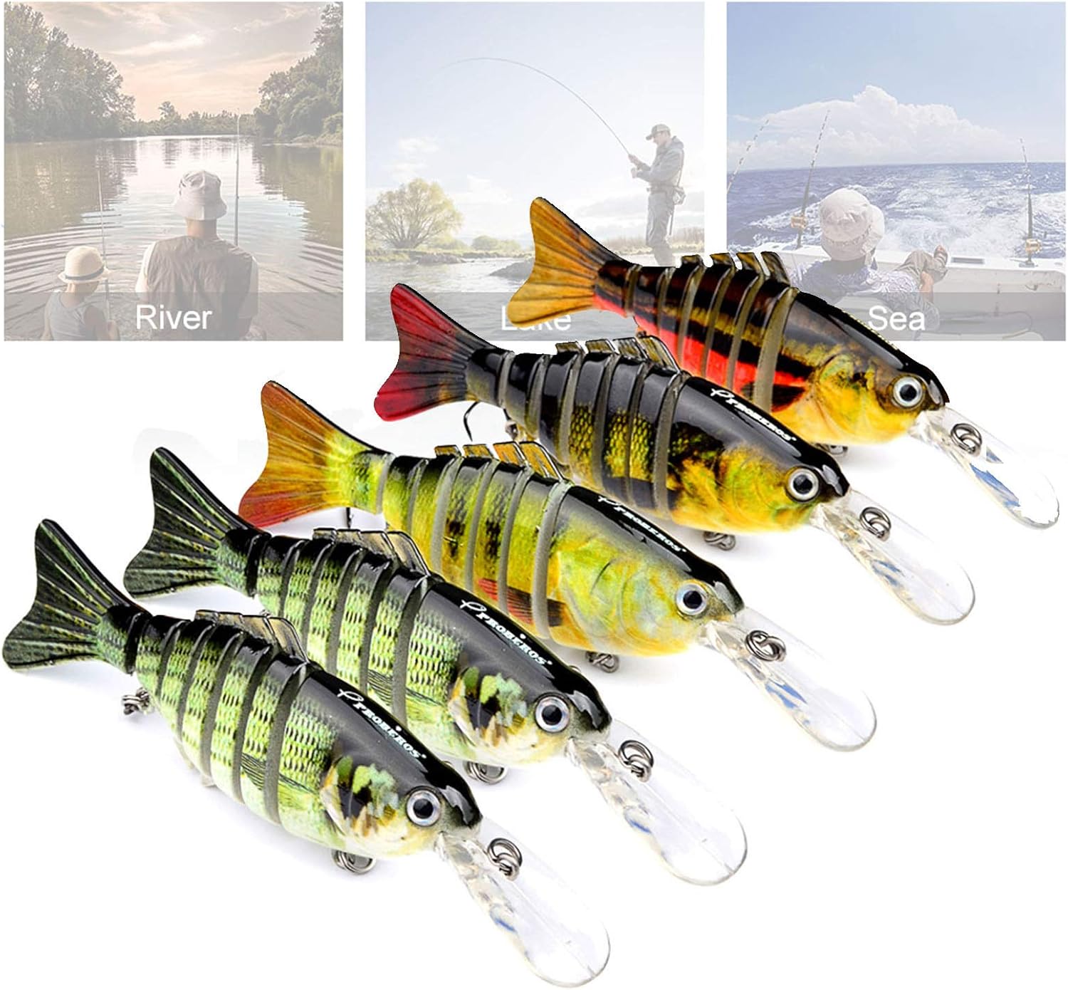 MARATTI 5 pcs Fishing Lures for Bass Trout, Segmented