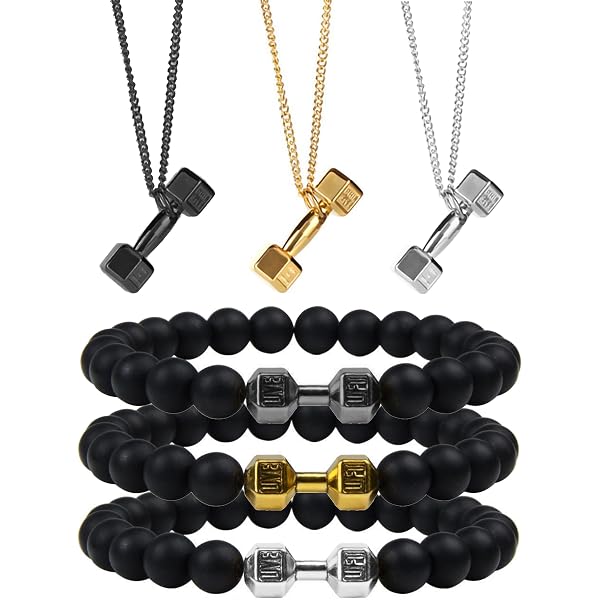 CTDWNT Dumbbell Bracelet For Men - Adjustable Volcanic Lava Stone Bead Bracelet For Gym & Fitness - View #13