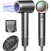 Hair Dryer - 1 Min Fast Drying, High-Speed Blow Dryer with 500 Million Negative Ions, No Heat Damage, Low Noise, Lightweight, Professional Hairdryer with Diffuser & Nozzle, Gunmetal