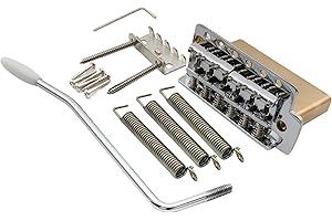 Musiclily Pro 52.5mm Vintage 6-Screw Tremolo Bridge 36mm Solid Brass Block for Fender Squier Strat Stratocaster Style Electric Guitar, Chrome
