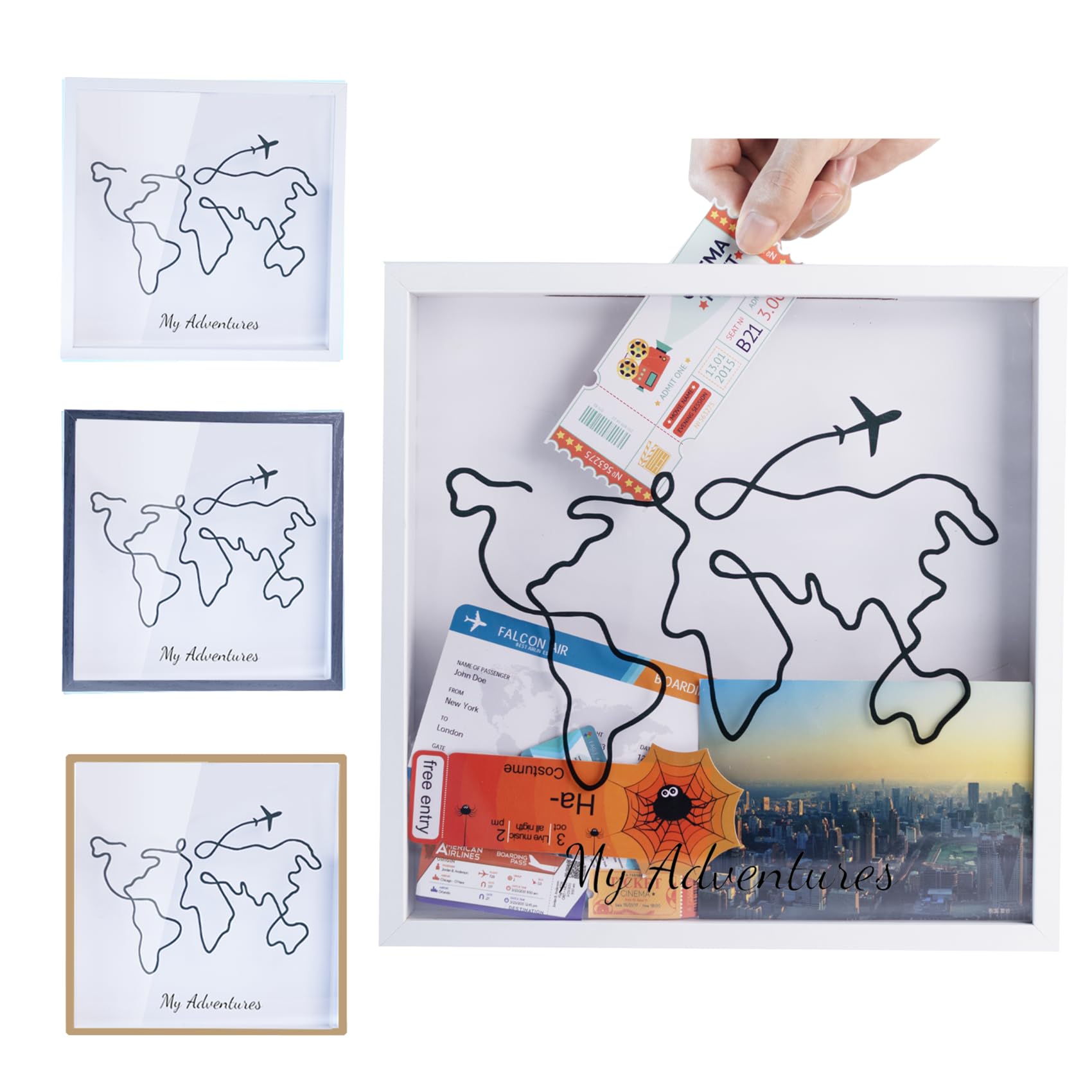 Photo 1 of Adventure Archive Box 12x12, Travel Memory Shadow Box with Slot,Travel Keepsake Box Capture Your Adventure Memories Travel Archive Shadow Box, Travel Memories Box Ticket Keeper.