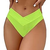 Leoparts Women's V Cut High Waisted Bikini Bottom Ribbed High Cut Cheeky Swimsuit Bathing Suit Bottoms