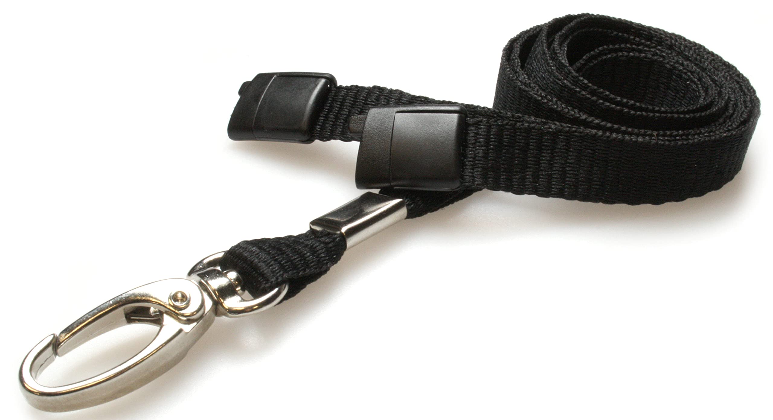 PCL Media ltd® 10 x Breakaway Safety Lanyard Neck Strap Swivel Metal Clip for Id Card Holder - Pull Quick Release Design Lanyards Bulk 10pcs (Black)