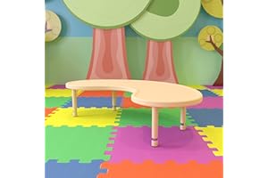 Flash Furniture Wren 35"W x 65"L Half-Moon Natural Plastic Height Adjustable Activity Table