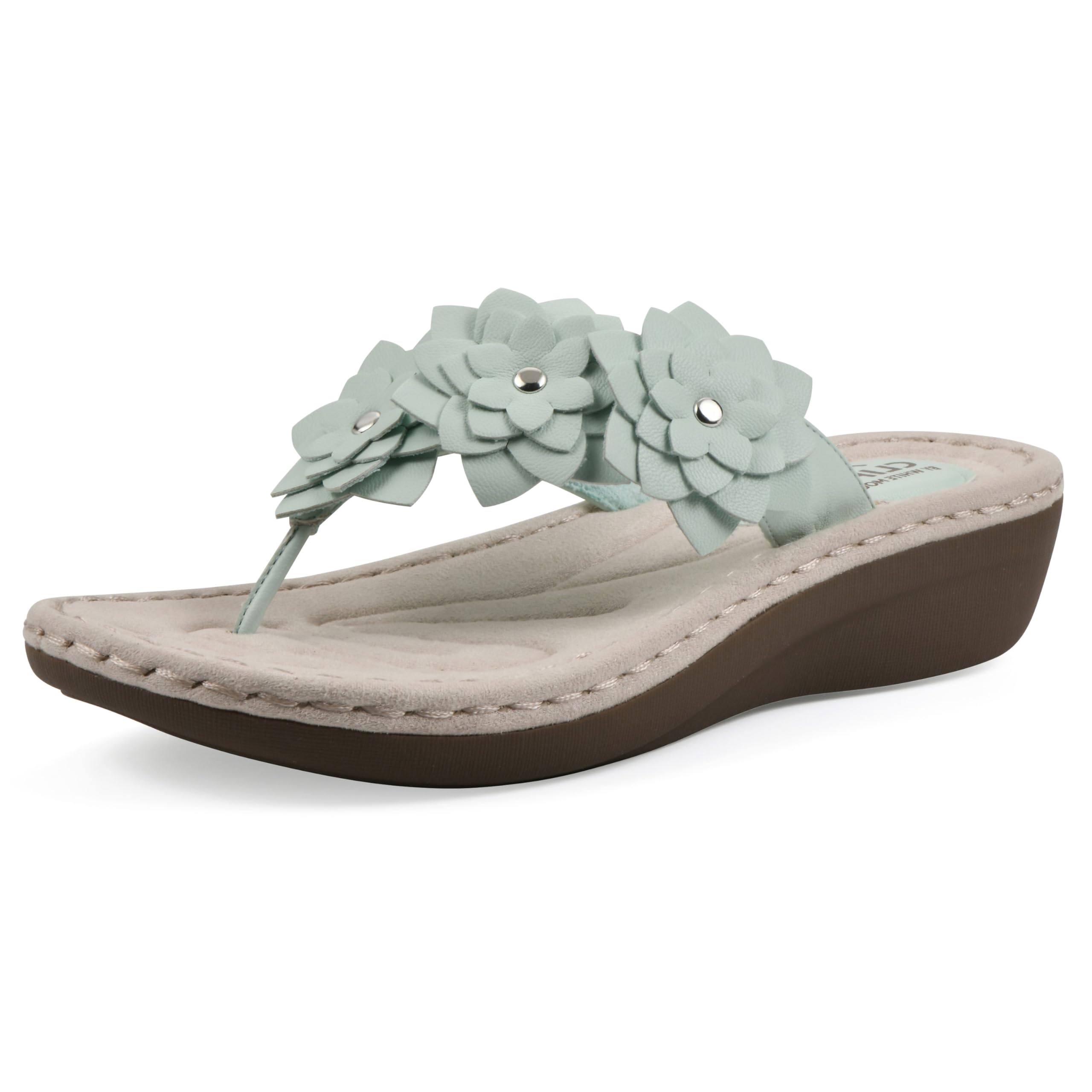 CLIFFS BY WHITE MOUNTAIN Women’s Content Floral Sandal, Wint/Smooth, 6.5 W