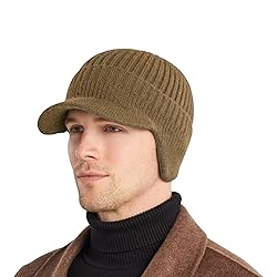 AkiiGer Men's Winter Hat with Brim, Warm Earflaps