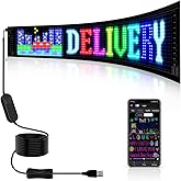 HOIOS Programmable LED Sign Huge Bright LED Scorlling Signs USB 5V Flexible Matrix Panel Via APP Custom Text Pattern Animation Music Rhythm led Digital Display for Store Bar Car Window 23.22x4.72"