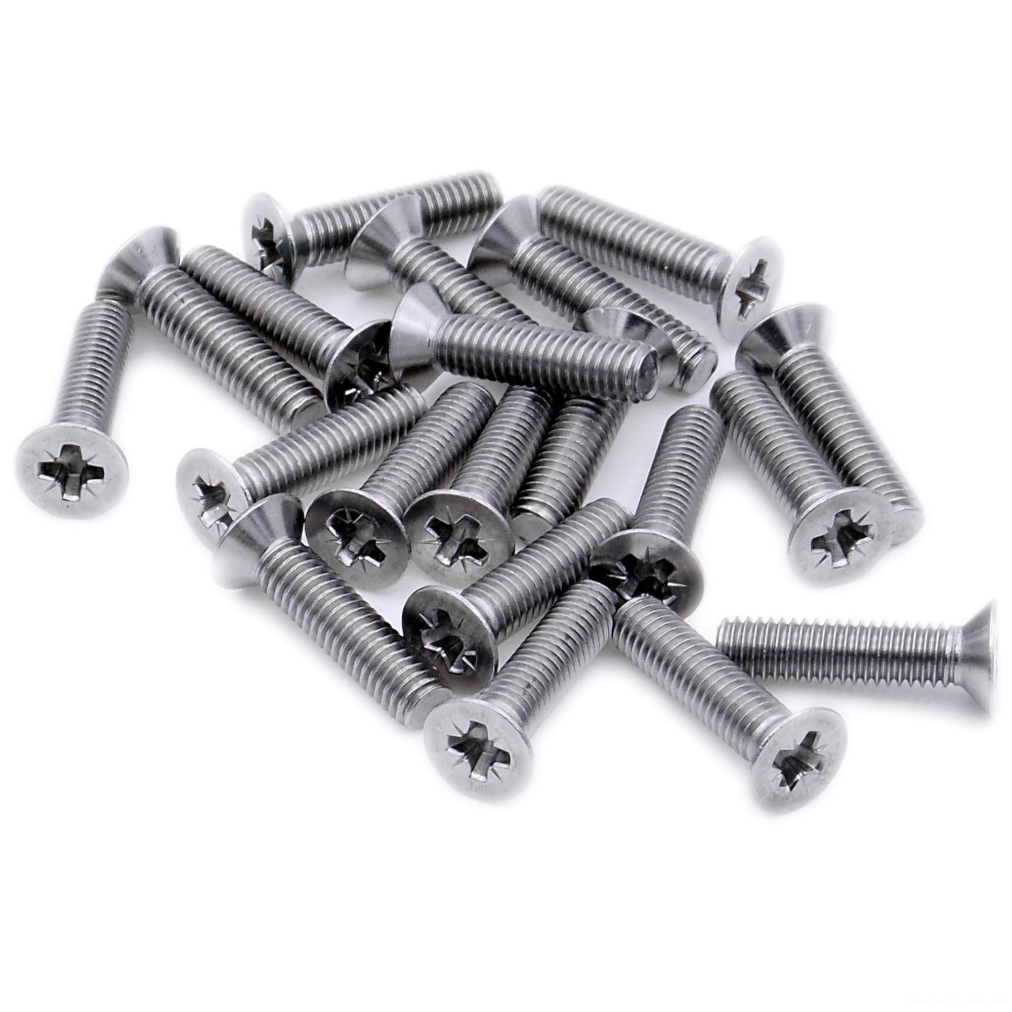 M2.5 (2.5mm x 10mm) Pozi Countersunk Machine Screw (Bolt) - Stainless Steel (A2) (Pack of 20)